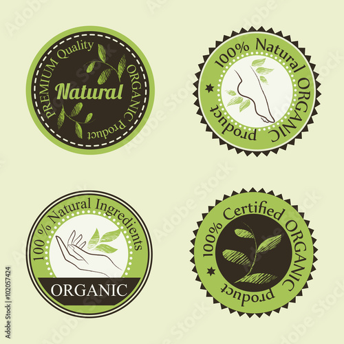 Organic cosmetics round badges