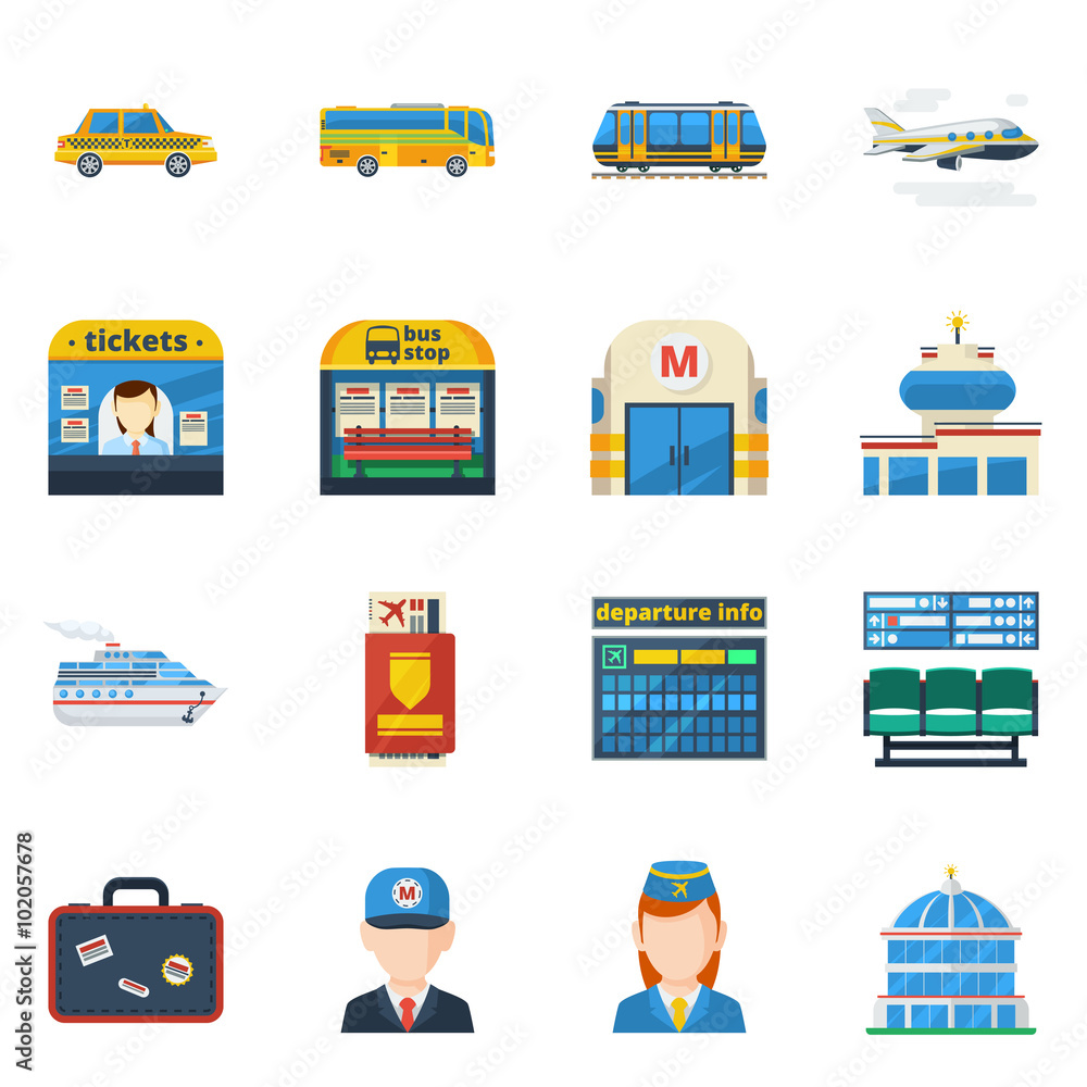 Passenger Transportation Flat Icons Passenger Transportation Flat Icons