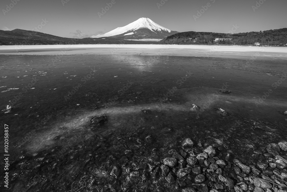 Mt. Fuji winter season shooting from Lake Yamanaka. Yamanashi, J