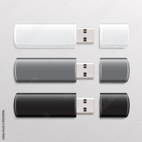 USB Flash Drive Isolated On Background : Vector Illustration