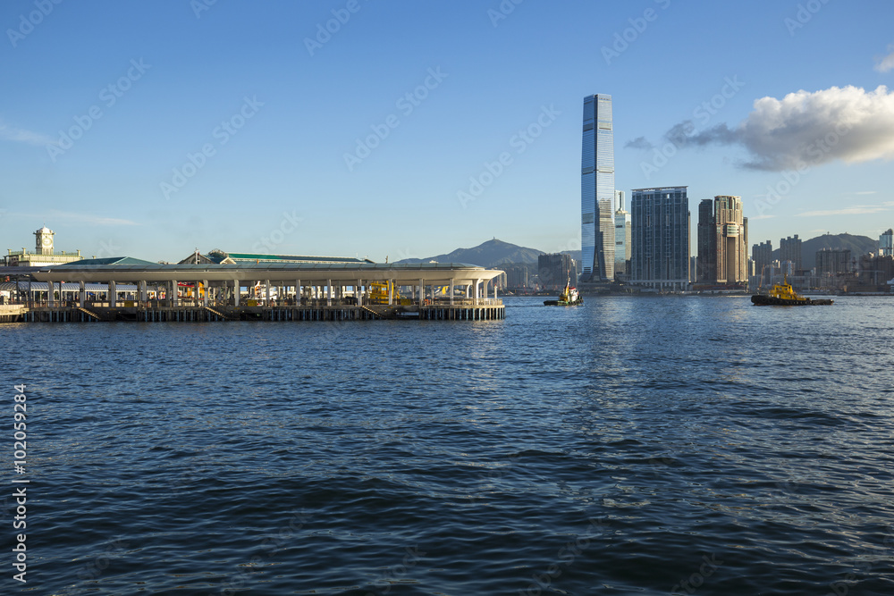 Beautiful HongKong cityscape at sunrise (Hong Kong)