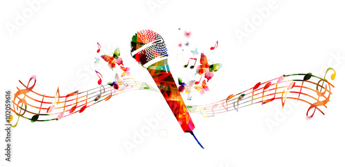 Colorful microphone design with butterflies