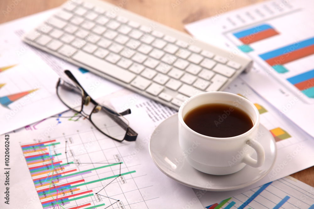 financial and business color charts and graphs on the table financial and business color charts and graphs on the table