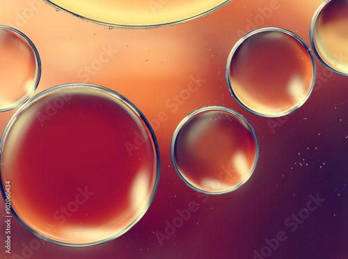 Oil drops on a water surfac...