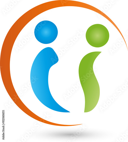 Zwei Personen und Kreis, Logo, Vektor
