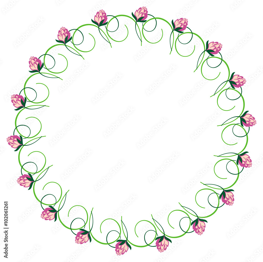 Round color frame with clover
