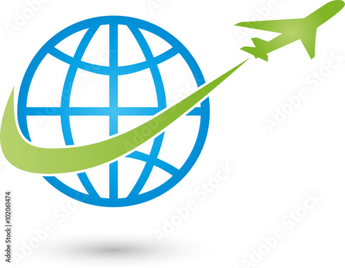 Erde und Flugzeug, Logo, Weltkugel, Transport