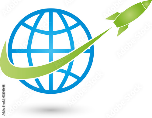 Erde und Rakete, Logo, Vektor