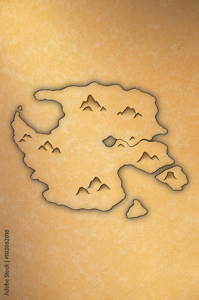 Antique-looking map of an island Antique-looking map of an island