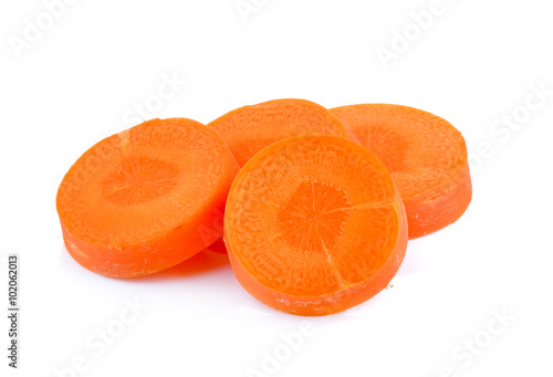 slice carrot on white background