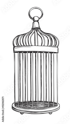 Birdcage isolated on white background