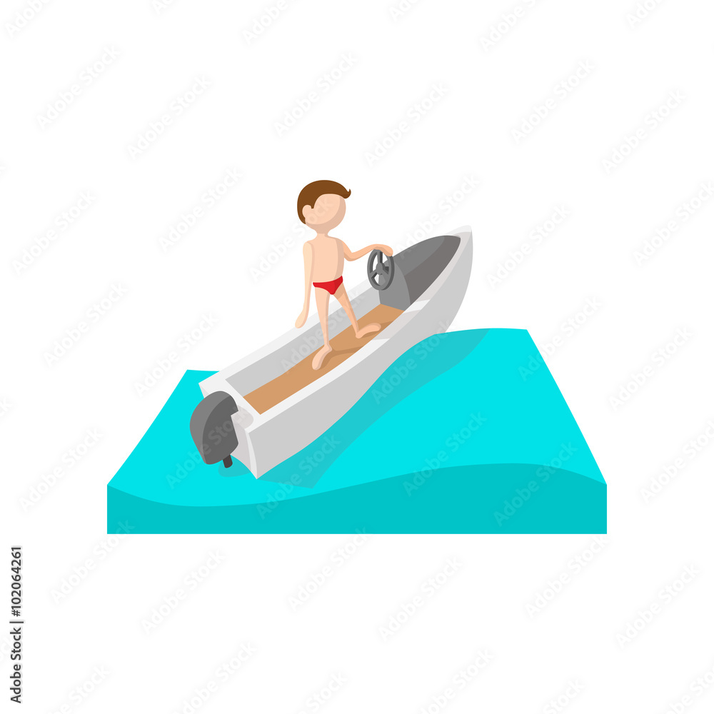 Racing boat cartoon icon Racing boat cartoon icon