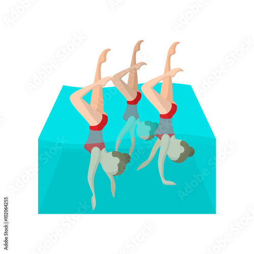 Synchronized swimmers cartoon icon