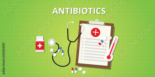 antibiotics drugs pills medicine with sthethoscope vector