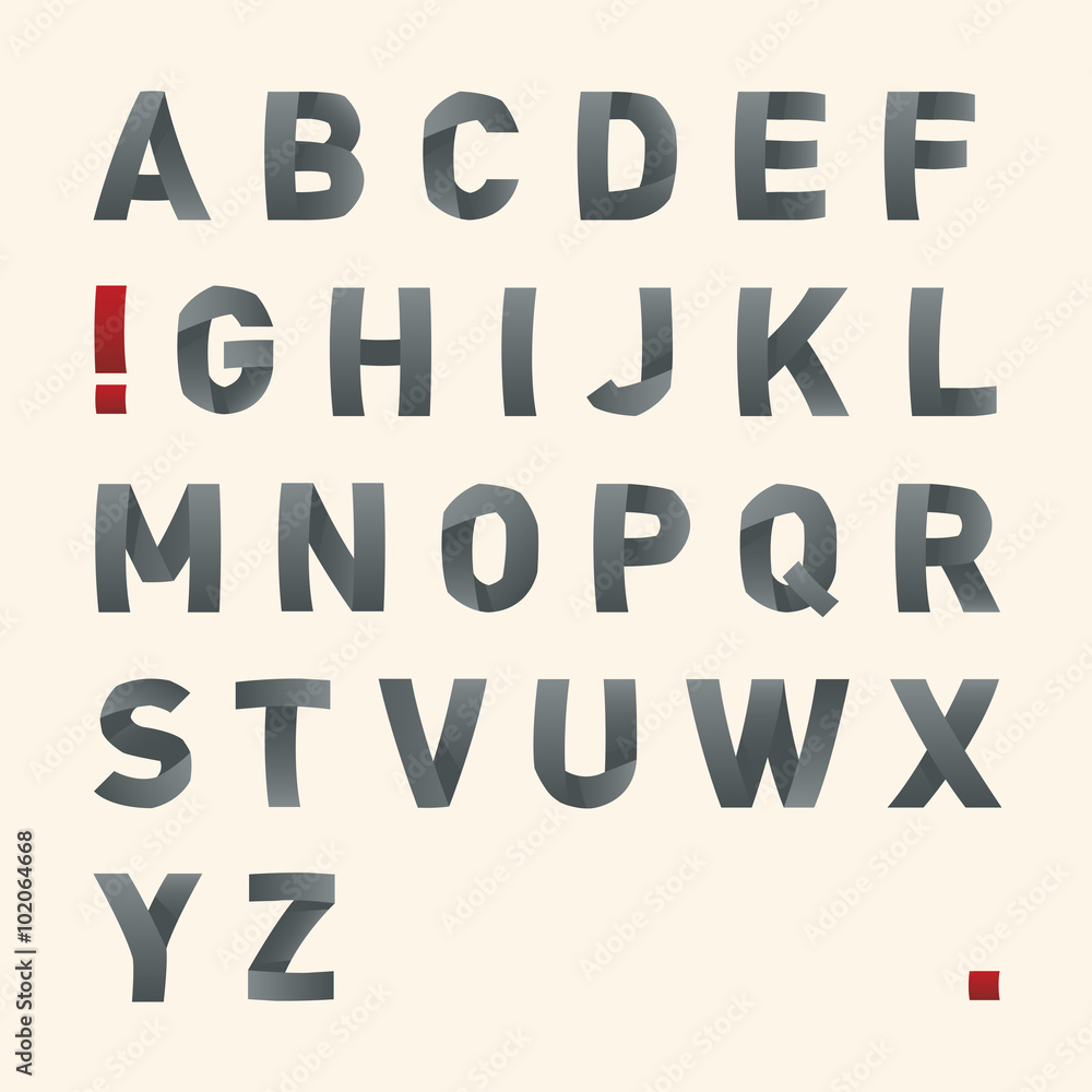 Vector bended font - Latin alphabet letters