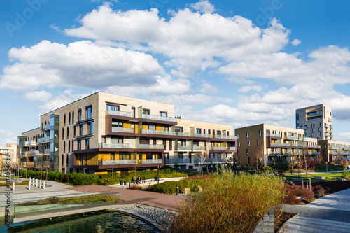 Modern house with flats, located in the green park