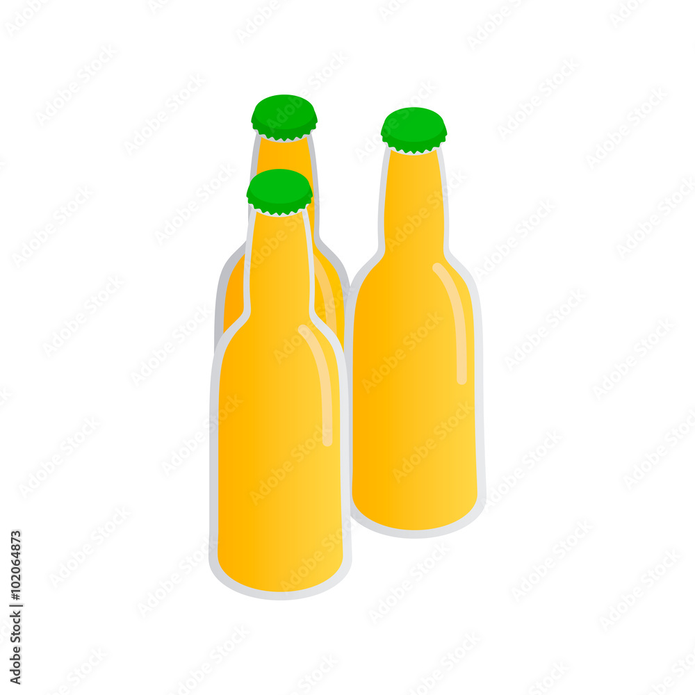 Three bottles of beer isometric 3d icon Three bottles of beer isometric 3d icon