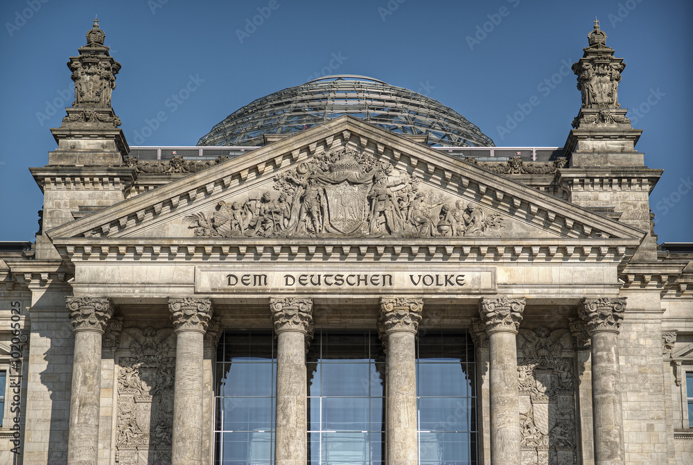 detailed picture of the facade of the Reichstag, the national german parliament, Berlin, Germany, Europe