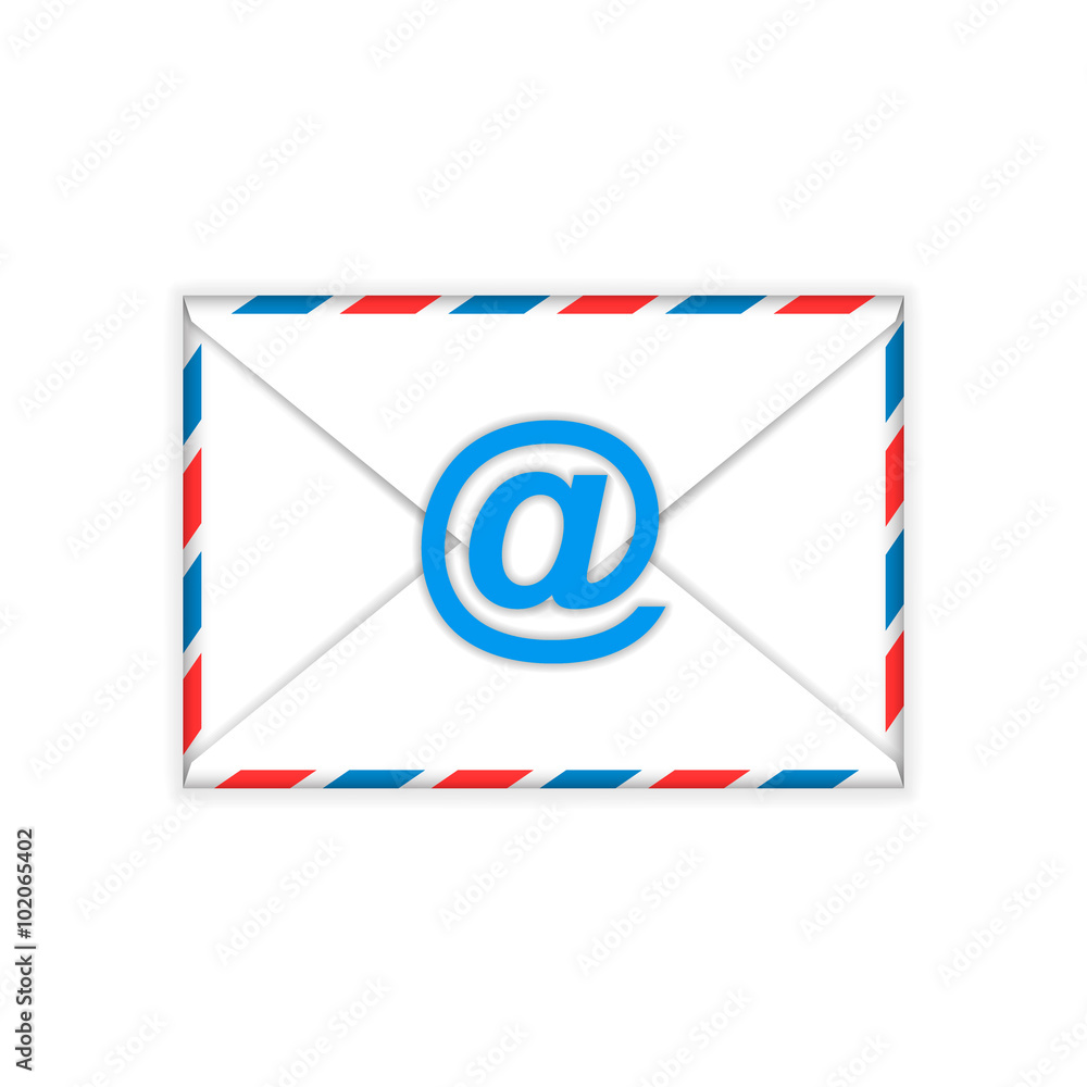 Envelope with e-mail sign flat icon Envelope with e-mail sign flat icon