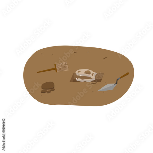 Archeology vector illustrations. Archeology vector symbols. Archaeologist , map, magnifier, compass, shovel, pick, skull, brush vector symbols. Eps10 illustrations.