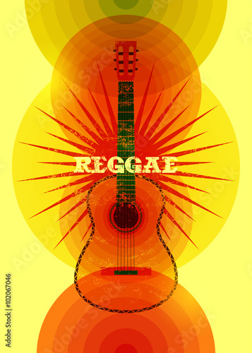 Reggae music poster. Retro typographical grunge vector illustration.