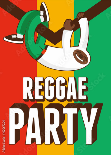 Reggae Party poster. Retro typographical grunge vector illustration.