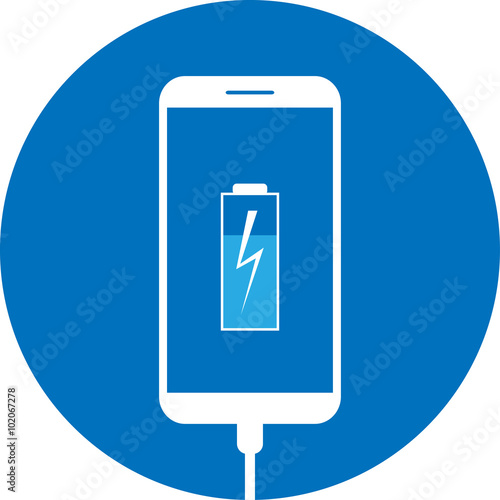 Icon battery in the phone is charging