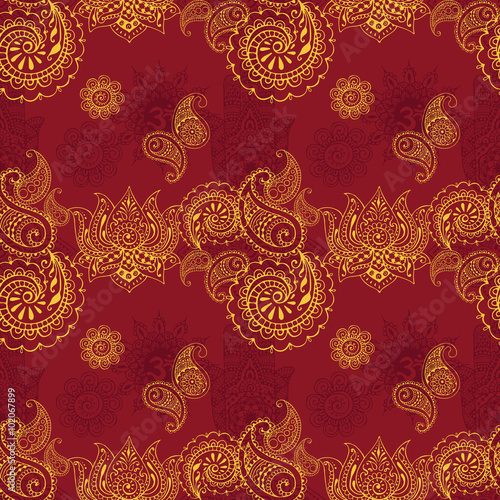 seamless background with Indian patterns
