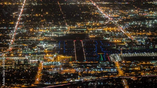 Night airport traffic time lapse in Burbank, California.
