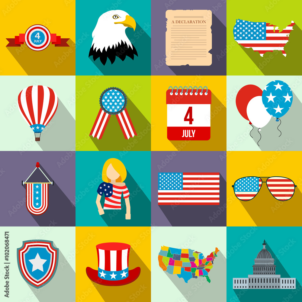 Independence day flat icons