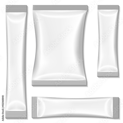White blank sachet packaging, stick pack