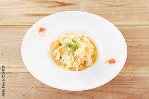 Risotto with chicken meat