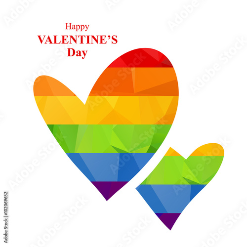 two polygonal rainbow hearts