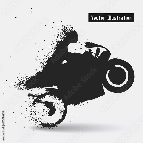 Motorcycle Racing Riders. Vector eps10 illusration. Particle divergent composition 
