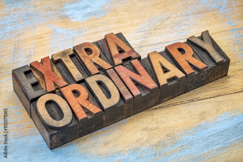 extraordinary word in wood type