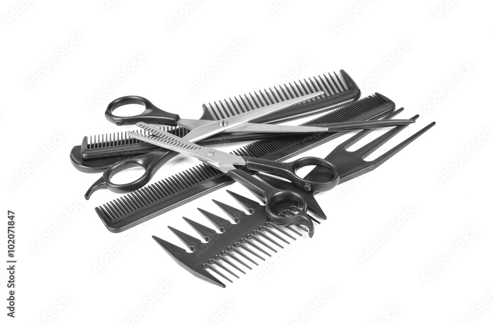hairdressing tools isolated on white background hairdressing tools isolated on white background