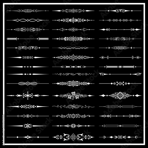 Page dividers isolated on black background - vector set