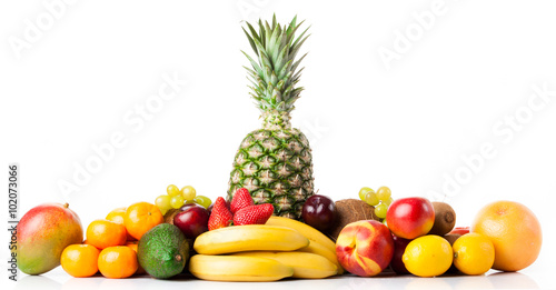 exotic fruits isolated on white. Fresh fruits. different fresh f