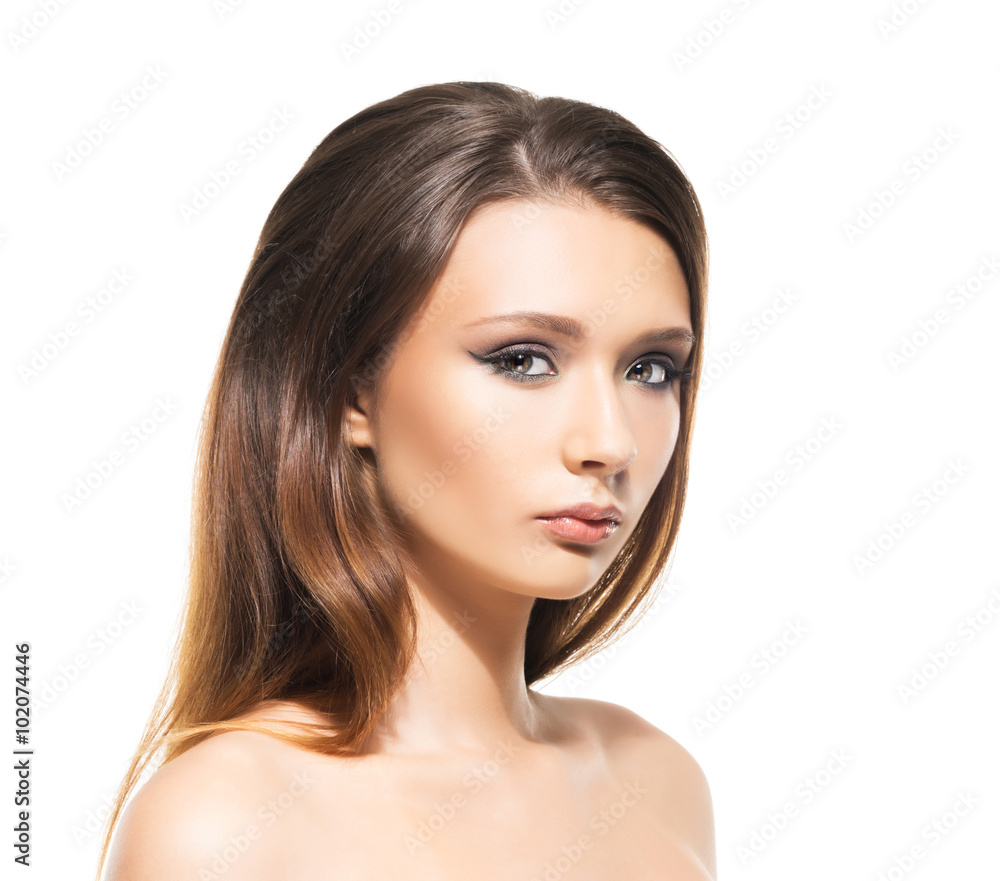 Attractive young woman with smooth skin on isolated background Attractive young woman with smooth skin on isolated background