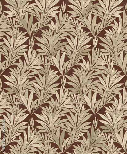 Abstract floral pattern. Leaves outline ornamental texture. Leaf seamless backgound.