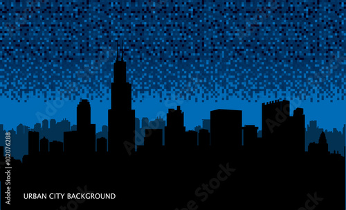Urban cityscape seamless background. Night city skyline.