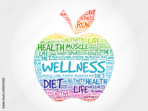 Wellness apple word cloud concept