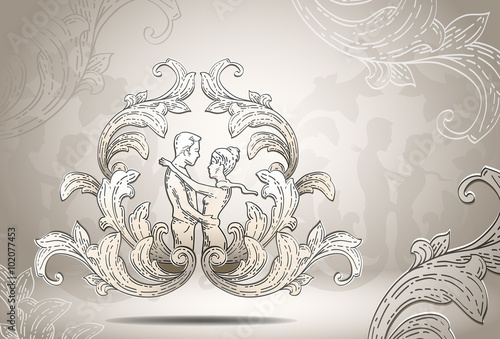 Love / Love themed illustration with ornaments