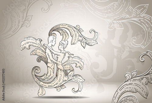 Love / Love themed illustration with ornaments