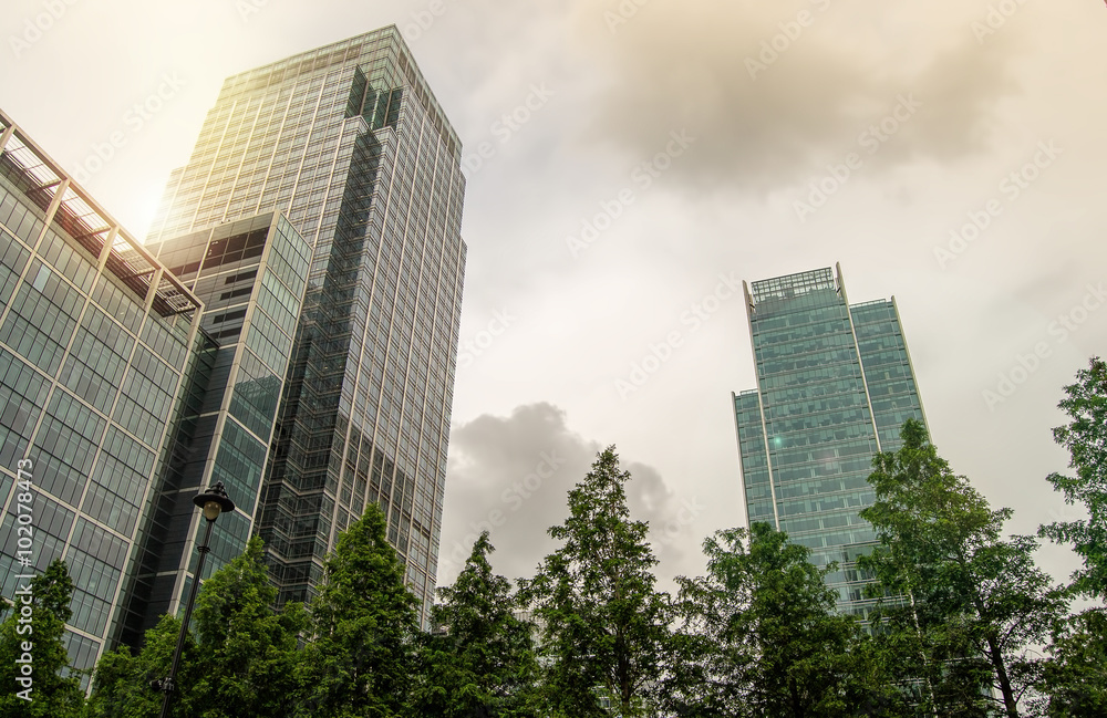 Modern city skyscrapers