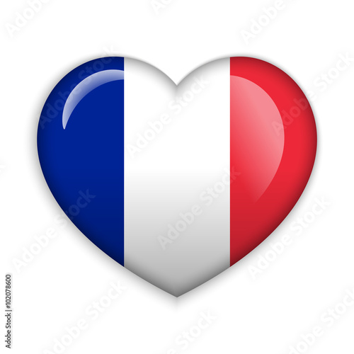 Free Download  Love France.  Flag Heart Glossy Button - GFXLoad
