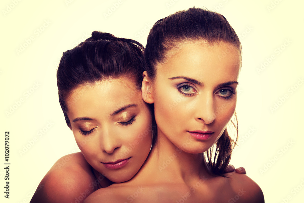 Two sisters with make up. Two sisters with make up.