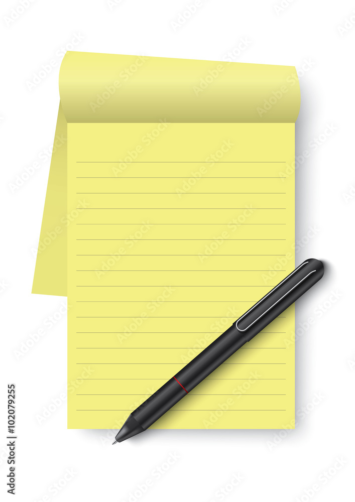 pen and paper ,yellow pen and paper ,yellow