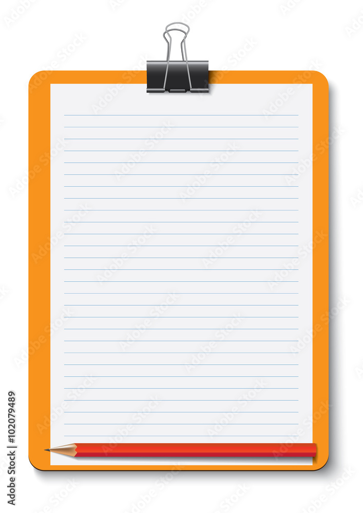 pencil and writing pad , orange pencil and writing pad , orange