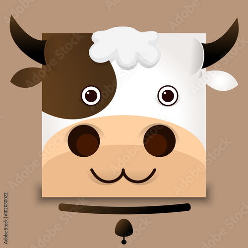 flat vector image of an ox face on gray background Vector illustration